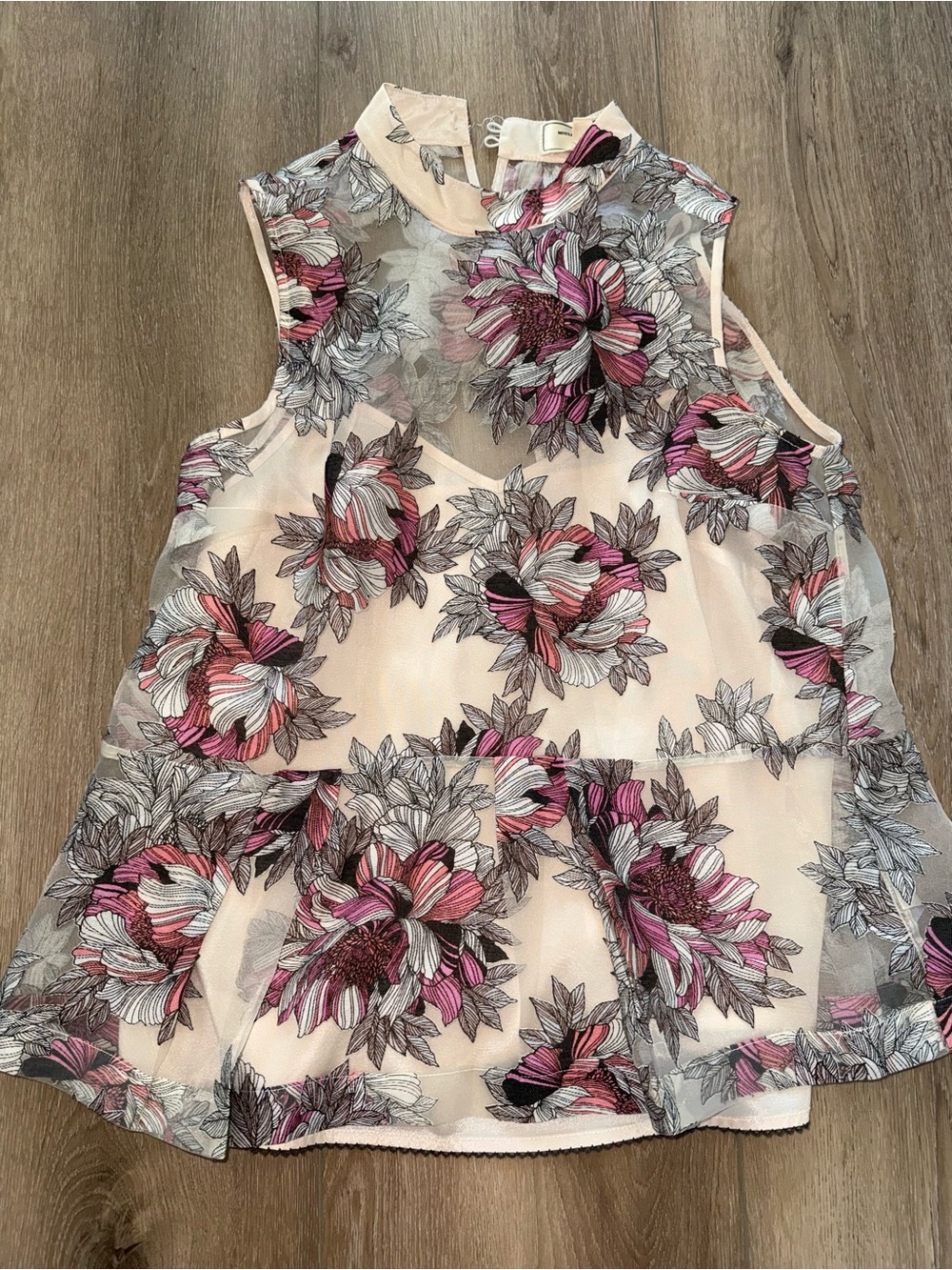 Moulinette Soeurs Terrace Swing Tank Sheer Floral Overlay Anthropologie 0
